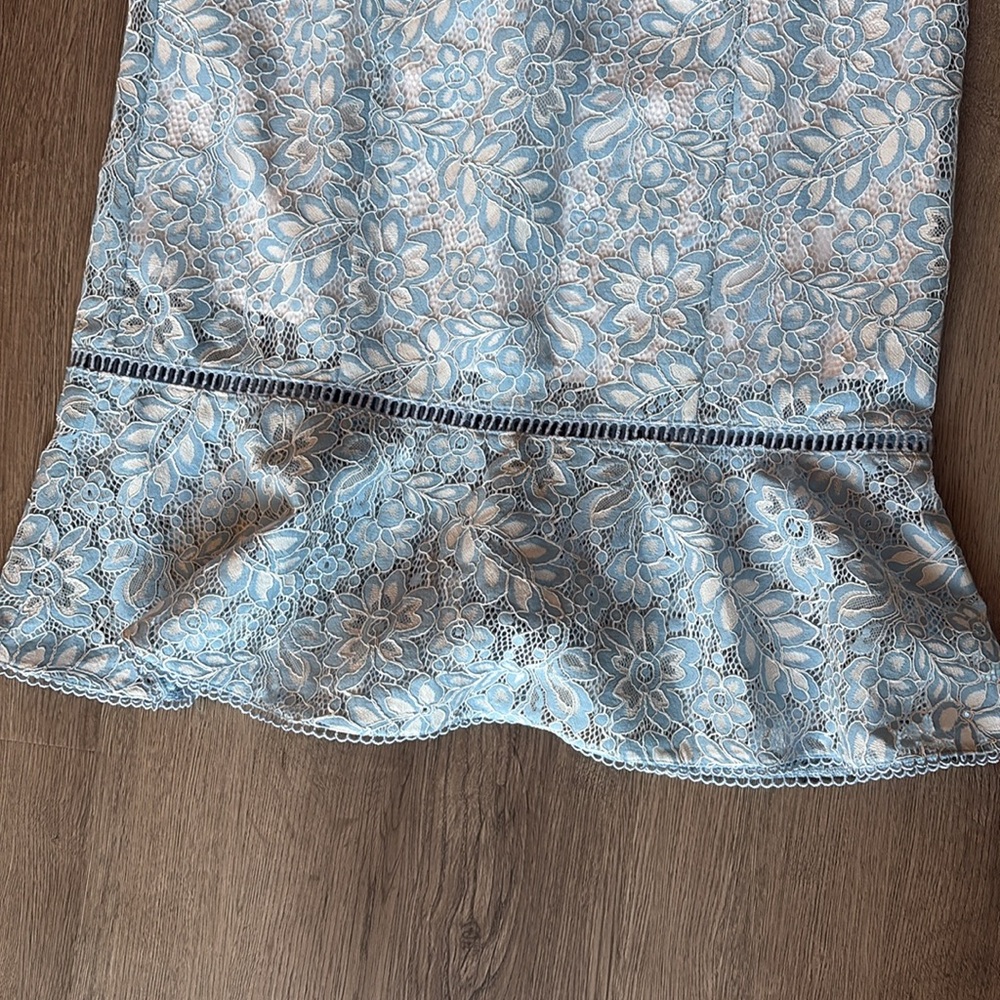 Rachel Parcell Lace Sheath with Ruffle Hem - Celeste Blue Size M - Picture 6 of 16